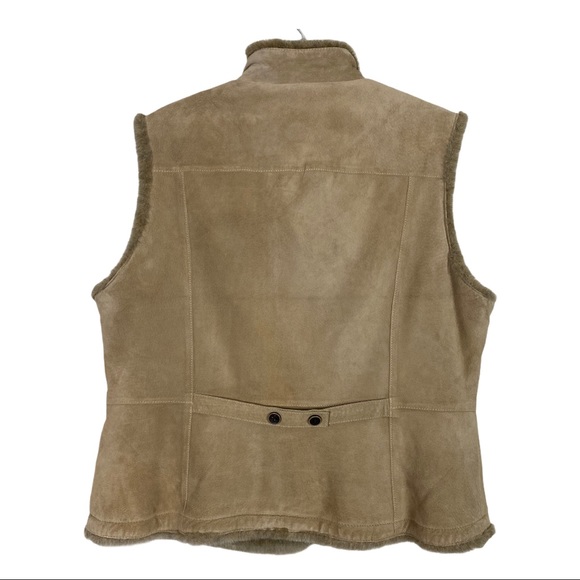 Eddie Bauer Washable Suede Vest Faux Fur Lining XL - Picture 6 of 16